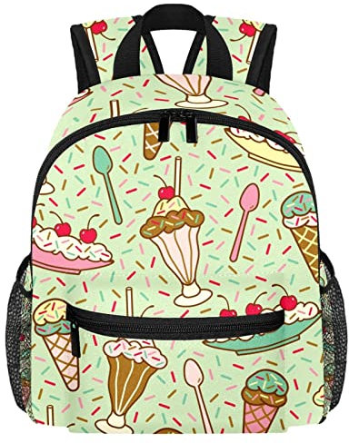VAPOKF Petit sac à dos d'école léger pour enfants - Petit sac de voyage pour garçons et filles - Pour crème glacée, desserts et cuillères, multicolore