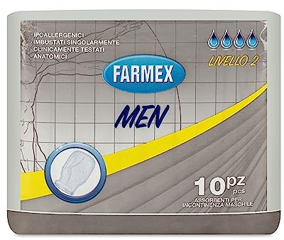 Farmex MAN - Absorbentes para incontinencia masculina - Absorbencia severa - Nivel 2-10 unidades