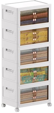 MECOLOR17.13Gal Installation freier Aufbewahrungsschrank, beweglicher Kunststoffschrank, Badezimmer Aufbewahrungsbox, Snack Spielzeug Klappschrank,geeignet für Familien und Schulen(5pack)