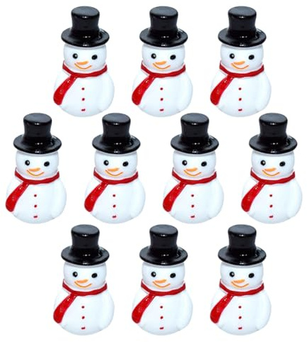 NUOBESTY 10Pcs Mini Snowman Resin Ornaments Small Christmas Decorations DIY Crafts Miniature Snowmen Figures for Xmas Home Decor