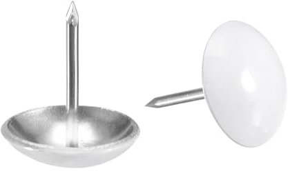 QUARKZMAN 50 Piezas de Clavos de Tapicería, Cabeza Redonda de 16mmx20mm, Clavos Decorativos para Muebles, Tachuelas de Tapicería para Sofás y Cabeceros, Color Blanco
