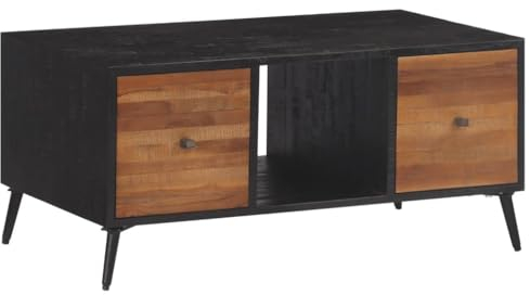 vidaXL Couchtisch, Beistelltisch mit Eisengestell, Sofatisch Tisch für Wohnzimmer, Kaffeetisch Teetisch, Recyceltes Massivholz Teak
