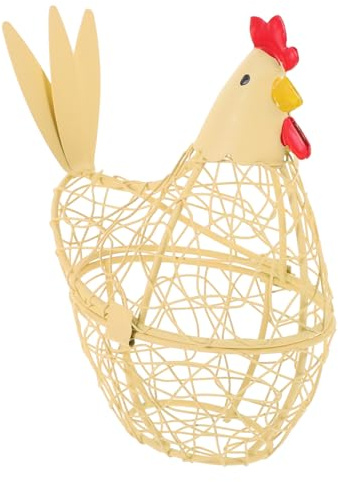 MAGICLULU Yellow Iron Egg Basket Chicken Shaped Multi-function Kitchen Ornament with Beautiful Appearance and Fine Workmanship for Party