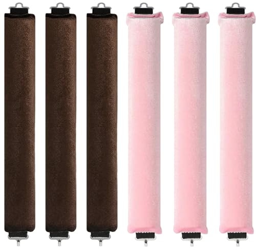 DBAILY Locken Ohne Hitze 6 PCS Lockenwickler Über Nacht mit Haken Overnight Blowout Hitzefreie Lockenwickle Heatless Curls Band Lockenwickler Heatless Curls für Alle Haartypen（Rosa+Braun）