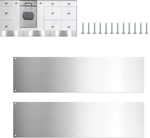 2 x Tür-Trittplatte für die Haustür, Sicherheitsplatten, Schutzplatte, Edelstahl-Tür-Trittplatte, Metall-Trittplatte für Innen- und Außentüren, verhindert das Treten der Tür