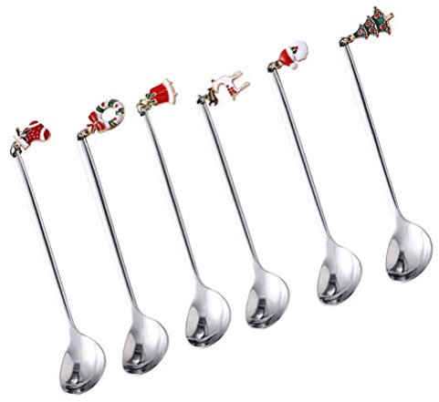 Alipis 6pcs Stirring Spoons Stainless Steel Mixing Scoop Spoon Cup Christmas Christmas Kitchen Utensils Serving Box