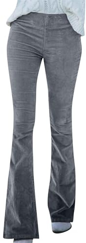 OMZIN Femmes Vintage Bell Bottom Pantalon Flare Couleur Fixe Long Pantalon Taille élastique en Velours Côtelé De Poche