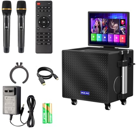 AAPXXINI Proyector de karaoke movible al aire libre cantando bailando máquina de fiesta con micrófono - Conectividad USB Bluetooth - Negro - Estilo clásico - Voz AI bajo demanda, efectos de sonido de