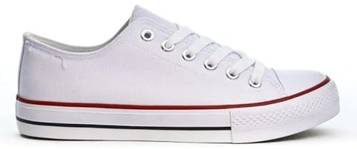 Women's Ladies Girls Canvas Low Top Lace Up Trainers Sneakers Pumps Plimsolls Size UK 3-8 (White, UK Footwear Size System, Adult, Women, Numeric, Medium, 5)