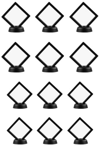 TopHomer S+L, 6 Stück 3D Floating Frame Display Holder mit transparenten Stand Box und Basis, Münzenhalter für Halskette, Ring, Armband, Ohrring, Schmuck, Medaillon