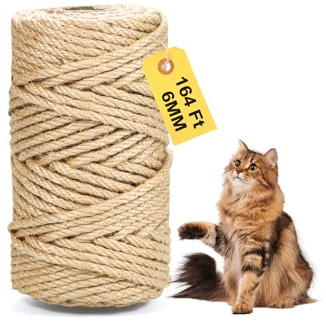 Jute Twine String - 164ft 6mm Eco-Friendly Heavy-Duty Cord for Crafts, Garden & Packaging | Natural Fiber Rope for DIY Decor, Bundling & Industrial Projects