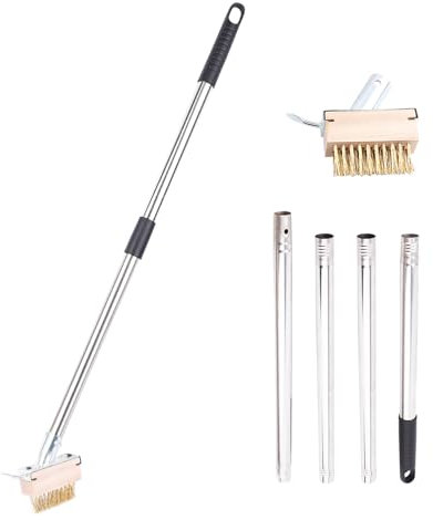 Fugenbürste Unkraut 160cm Edelstahlstiel - Fugenkratzer mit Drahtborsten für Moos & Plattenfugen - Gartenbürste mit Abgewinkeltem Kopf für Mauerkanten und Gehwege