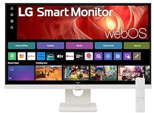 LG SMART Monitor 27U511SA-W - Full HD 1080p IPS 27 Inch, 100Hz, 5ms Response Time, Built-in Speakers, Wifi & Bluetooth Connectivity, Virtually Borderless, webOS Smart TV Apps, Remote Control, White