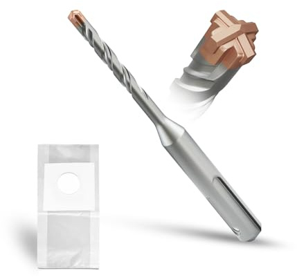 METOTY SDS Plus bohrer 6mm×110mm，mit 4 Hartmetallschneiden,Kopf mit Beschichtung,Steinbohrer,Hammerbohrer,Betonbohrer,Für Stein,Beton,Naturstein,Ziegelmauer