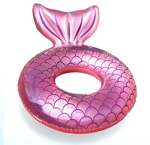 Meerjungfrau Aufblasbarer Schwimmring Erwachse, Rosa/BluaWassernixen Schwimmreifen Aufblasbar Ring, Pool Spielzeug Wasserspielzeug für Mädchen Schwimmbad Wasser Outdoor Strand Party Zubehör