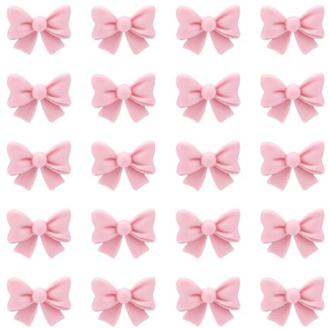 lasuroa 20 Pcs Pink Bow Cupcake Decorations, Cute Coquette Bow Themed Cake Toppers for Baby Shower Birthday Party Bridal Engagement Wedding Decoration Supplies