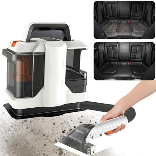 Nettoyeur portable multi-usage pour tapis et tapisserie, haute puissance 450 W avec aspiration 11 kPa, comprend 2 têtes de brosse pour un nettoyage efficace sur les animaux domestiques, les escaliers