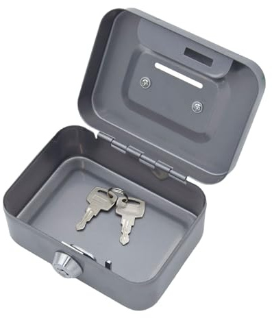 Kleine Schließbox - Metall Compact Cash Box Design | Langlebige, abschließbare Cash -Box mit sicherem Schlüsselzugang | Safe Lock Box ideal für Zuhause, Büro, Schule und Speichern von Geld oder Wertsa