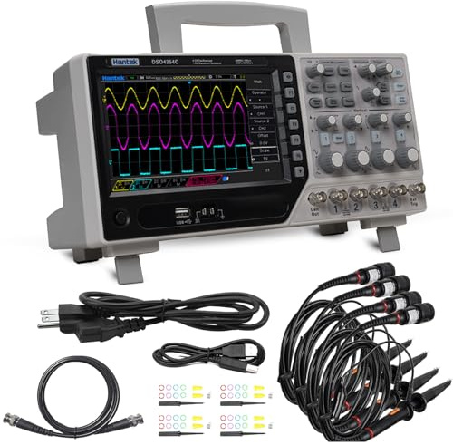 DSO4254C Hantek Desktop Oszilloskop, 250MHz 12bits 4-Kanal-Oszilloskop | Unterstützung 32 Arten von Auto-Mess-Funktion mit 7-Zoll-TFT
