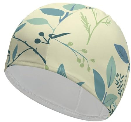 Badekappe, Stoff, natürlicher Stil, Blumen, Badekappe für kurzes, langes Haar, um das Haar trocken zu halten, wasserdichte Badekappen für Damen und Herren, dehnbar, bequem, Duschhaube, rutschfester