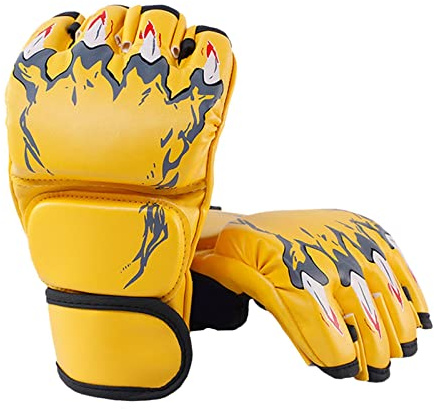 Gralara Guanti da Mezzo Dito Open Palm Protettore MMA Guanti Sportivi Leggeri Traspiranti Cuciture Forti Adatti a Ragazzi Adulti per Allenamento Fitness