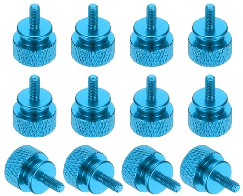 QUARKZMAN 12 Stück M3x7mm Rändel-Rändelschrauben Computergehäuse Gewindeschrauben Handschrauben Aluminiumlegierung für PC-Gehäuse, Hellblau