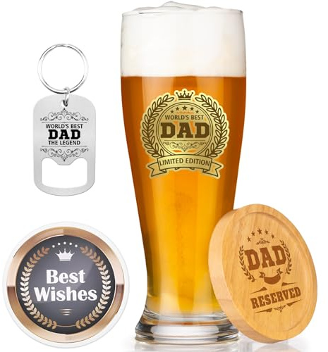 Funnli Dad Gifts, Beer Glass Set - Gifts for Dad from Daughter Son, Presents for Daddy on His Birthday Christmas Fathers Day