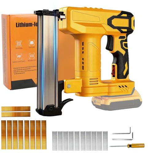 Pistola de clavos para Dewalt, 2 en 1, pistola de uñas eléctrica, a prueba de obstrucciones, grapadora eléctrica con 2000 clavos, grapas de 18 GA, grapadora eléctrica para bricolaje, carpintería