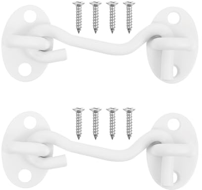 LIFKICH Crochets Tempête en Acier Inoxydable 2 Pièces Blanc 3 Pouces Loquets Renforcés pour Fenêtres et Portes, Installation Facile par Vis pour Usage Résidentiel et Extérieur