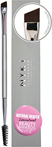 NYK1 Angled Eyebrow & Eyelash Brush Combo - Precision Applicator, Eyeliner Brush, Eyebrow Shaper & Spoolie