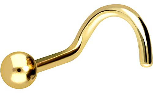 PIERCINGLINE 750er GOLD Nasenpiercing Spirale 18 KARAT 2,5 mm KUGEL Piercing Nase Stecker Gelbgold