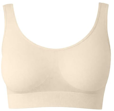 Osynlig behå dambehå utan bygel | bekväm bystiers topp | bygellös mjuk bh | Sömn amning sport bralette i många färger, Beige, M
