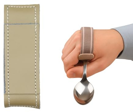 Sammons Preston Universal Cuff, Medium, Leather Adaptive Utensil & Writing Aid Holder with Elastic Strap, 3 Knuckle Width, Assistive Device for Limited Hand Ability or Grip Strength