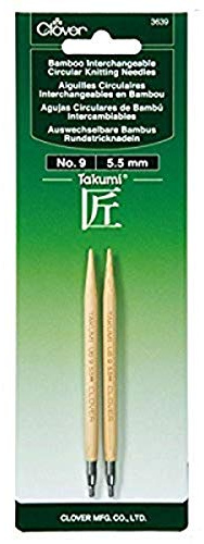 Clover Takumi Bamboo Interchangeable Circular Knitting Needles-Size 9/5.5mm, Other, Multicoloured