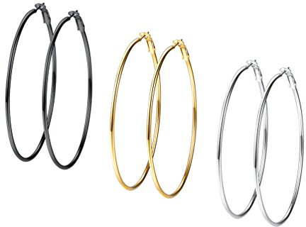 PROSTEEL Set mit Ohrringen für Herren und Damen, Schmuck, Unisex, modisch, aus Edelstahl 316L, vergoldet, aus schwarzem Metall, 3 Stück oder 4 Stück