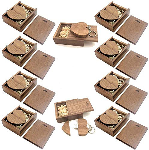A Plus + 10-pack USB-minne i trä och bambu USB-minne 32GB USB 2.0 Walnut Heart+Box