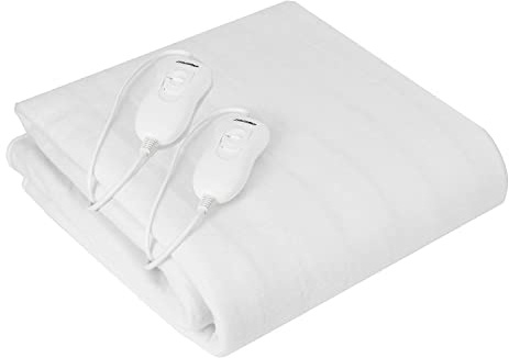 Mesko MS7420 Calienta Camas Eléctrico Doble 150 x 160 cm, Cama Matrimonio, 3 Niveles Temperatura, Lavable, Forro Polar, Calefacción Cama, Protección contra Sobrecalentamiento, Blanco, 120W