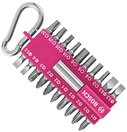 Bosch 21-tlgs. Schrauber Bit-Set mit Snap-Hook Pink (mit Universal-Bithalter, Karabiner, Zubehör für Akkuschrauber)