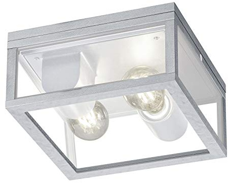 Trio Leuchten Außen Deckenleuchte Garonne 601860286, Aluminium Druckguss zinkfarbig, exkl. 2x E27