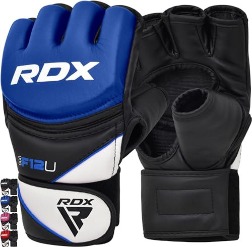 RDX MMA Guanti Grappling Arti Marziali Allenamento, Maya Hide Pelle, Palmo Aperto Imbottitura Guantoni, Gabbia Gloves Per Kickboxing Sparring Muay Thai Sacco Boxe Combattimento, Uomo Donna