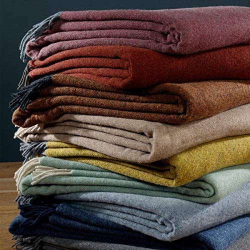 Biederlack Fransenplaid Kaschmirdecke Kaschmirplaid blau-grau Kaschmir Wolle Maße: 130 x 170 cm, 747204