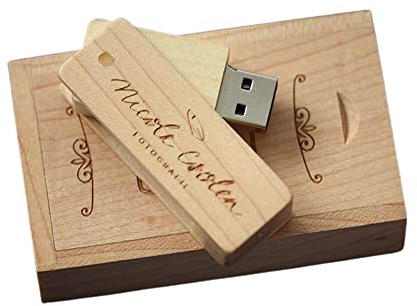 Clé USB gravée personnalisée, Cadeau personnalisé gravé en Bois Massif USB Flash Drive pour Mariage, Remise des diplômes, Anniversaire, fête des pères, fête des mères