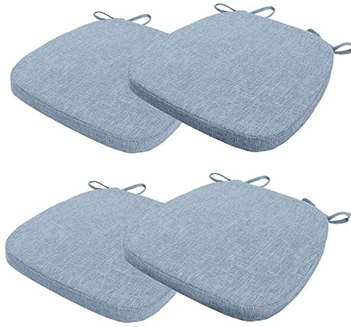 4er Set Stuhlkissen 40x38x3cm mit Bändern,Waschbare Sitzkissen Rutschfest,Stuhlauflage Stuhlpolster Sitzkissen,Abnembar Bezug Mit Reißverschluss,Ideal für Zuhause Büro Küche Esszimmer,Himmelblau