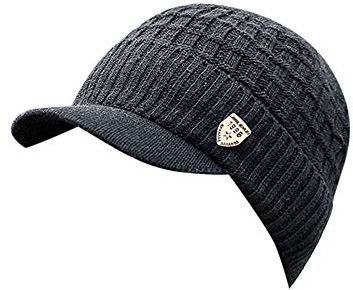 Zhiyao Beanie Mütz Damen Herren Mütze mit Schirm Fleece Visor Beanie Wintermütze Schirmmütze Strickmütze mit Schirm - Warm Strickmütze mit Schild für Winter