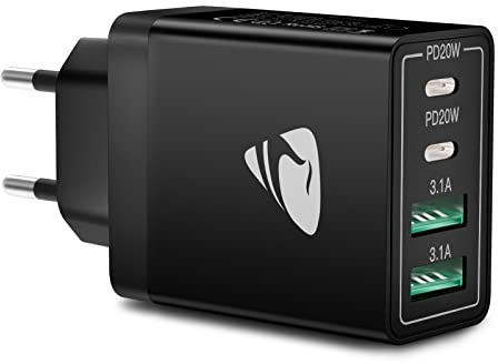 Aioneus USB C Ladegerät, 40W 4-Port USB C Netzteil Schnellladegerät, PD 3.0 Power Adapter+QC USB A Mehrfach Ladegerät für iPhone 15 Pro Max 14 Plus 13 Pro 12 Mini 11 SE XS XR 8,Samsung, Handys