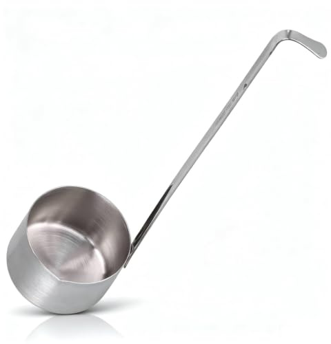 Stainless Steel Ladle with Ergonomic Grip, Wine Ladle Long Handle Soup Spoon with Long Handles Wine Measuring Spoon Canning Ladle Oil Soup Spoon for Stirring Liquid(250ML)