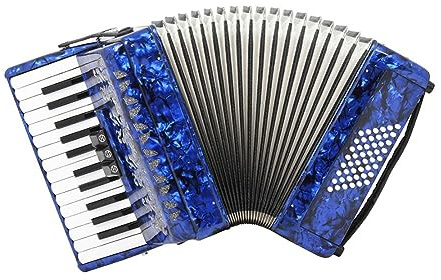 HDYNUZ Accordions, 26 Keys 48 Bass Accordion Keyboard Instruments Accordion for Beginners Adults Stage Performance with Adjustable Straps Storage Bag (Color : Blue)