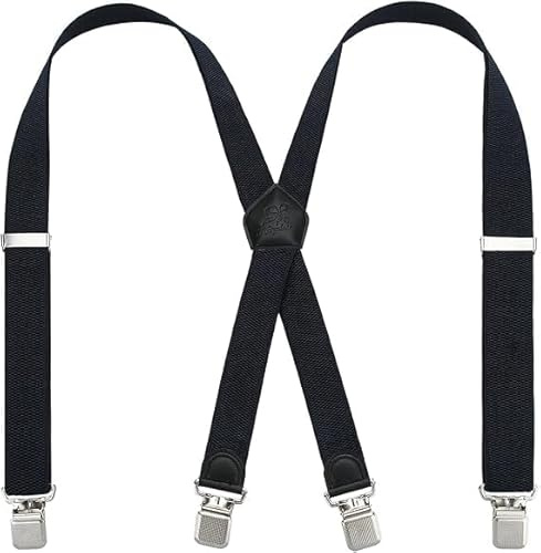 KANGDAI Hosenträger für Herren Breit 3.5cm sehr Starken 4 Metall Clip Arbeitshosen Motorradhose Hosenträger Einstellbar und Elastisch Einheitsgröße für Männer und Damen X Style