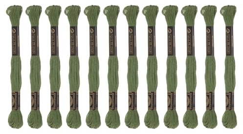 sourcing karta 12 trådar broderigarn à 8 m av egyptisk långfiberbomull för broderiprojekt, armband, mörkgrön