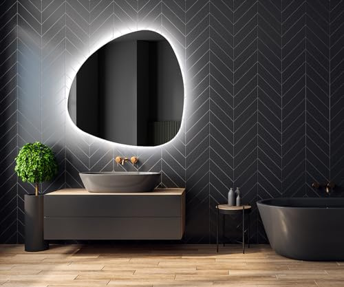 Artforma Badspiegel 84x84 cm Asymmetrisch JAJ221 x53, LED, Ohne Rahmen | Asymmetrischer Spiegel, 84x84, Led Spiegel Bad, Unregelmäßiger Form, Badezimmerspiegel Nach Maß, Modernes Design, Ohne Rahmen